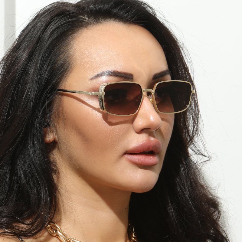 Wholesale Rectangle Sunglasses Metal Frame Retro UV400 Protection - Everful