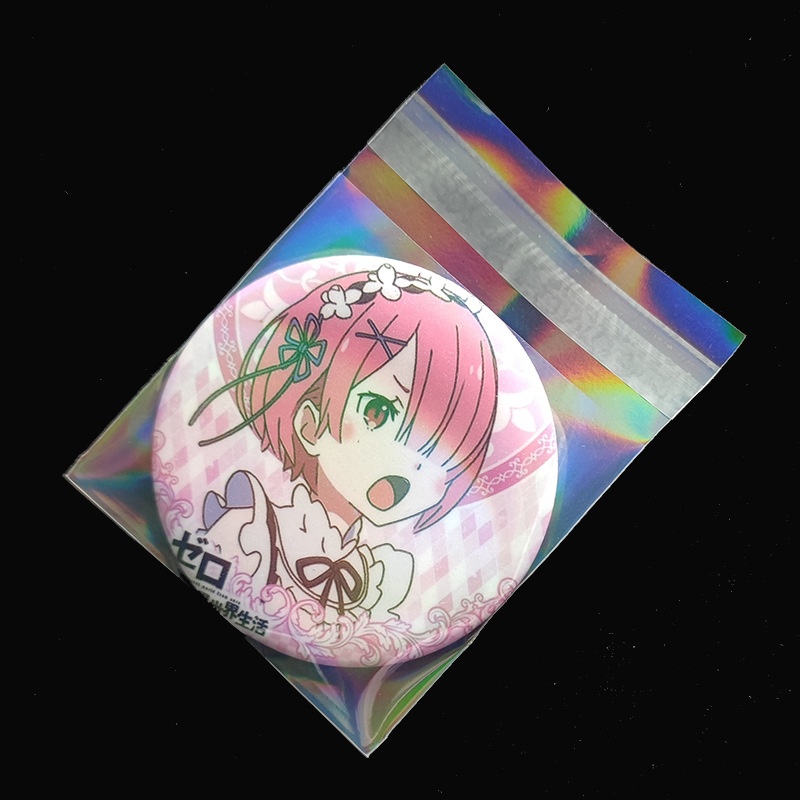 Laser Holographic Self-Adhesive Bags Plastic OPP Protection Sleeves For Badges Photo Cards Anime Merch Collection Bags
