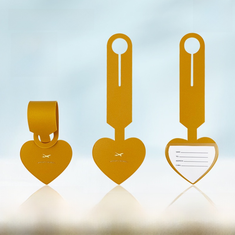 Heart Shaped PU Leather Luggage Tag Suitcase ID Labels With Privacy Information Card Airplane Logo Travel Bag Accessories For Women Men