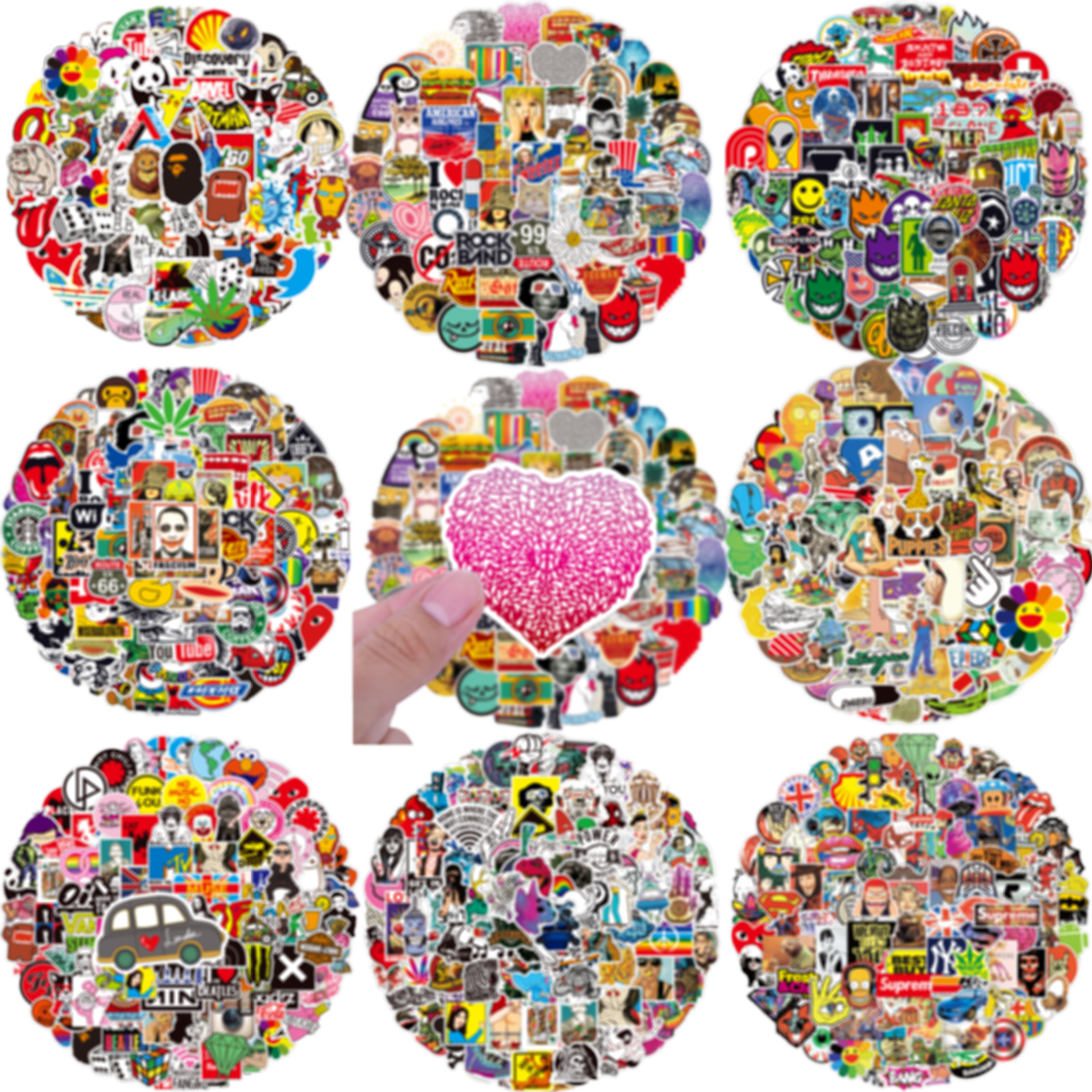 100PCS Waterproof PVC Graffiti Stickers Pack For Laptop Luggage Skateboard Guitar Helmet Bumper Decals Cool Brand Logo Rock Cartoon Mixed Stickers For Teens Adults