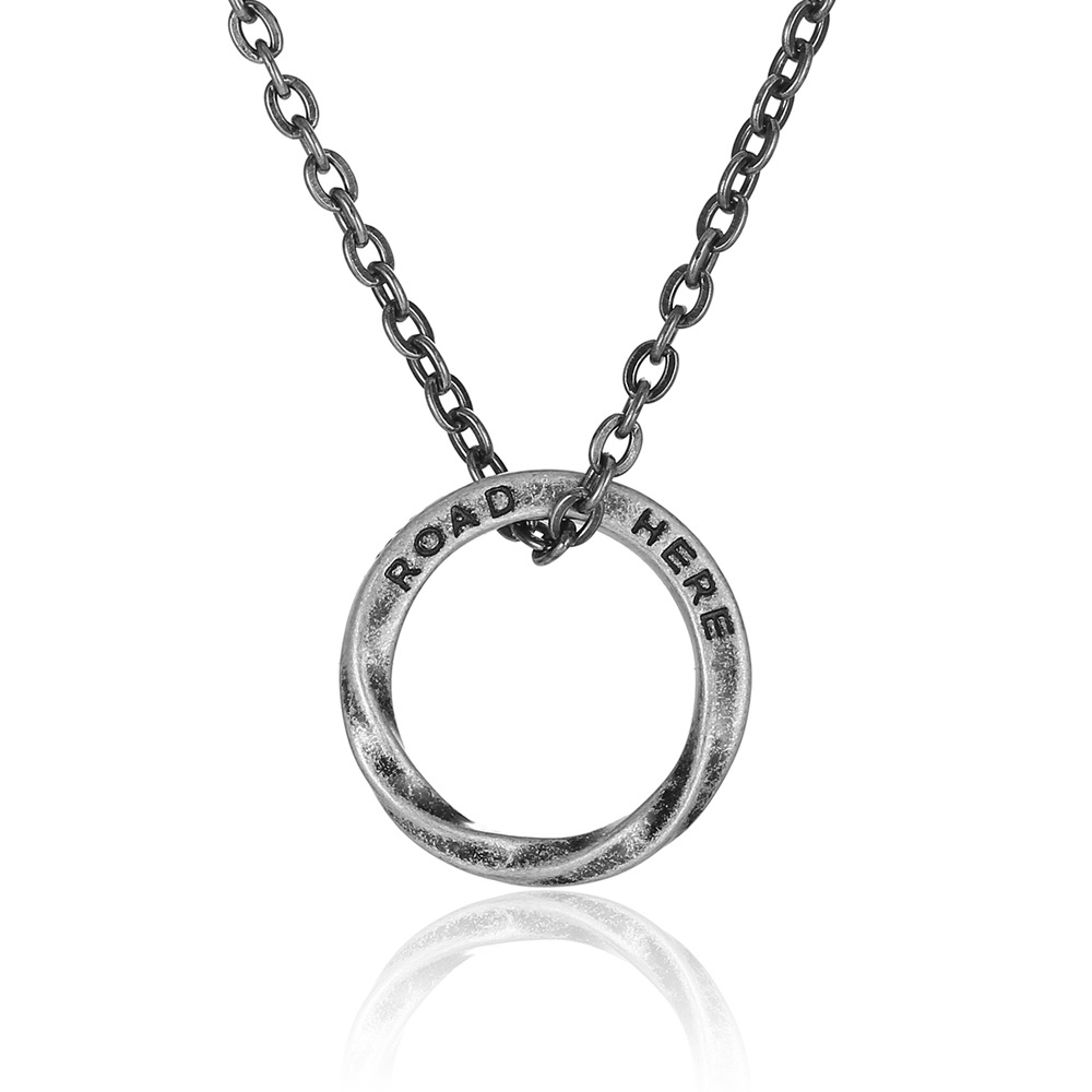 Retro Titanium Steel Mobius Ring Pendant Necklace For Men Women Engraved ROAD HERE Hip Hop Punk Stainless Steel Couple Jewelry Gift