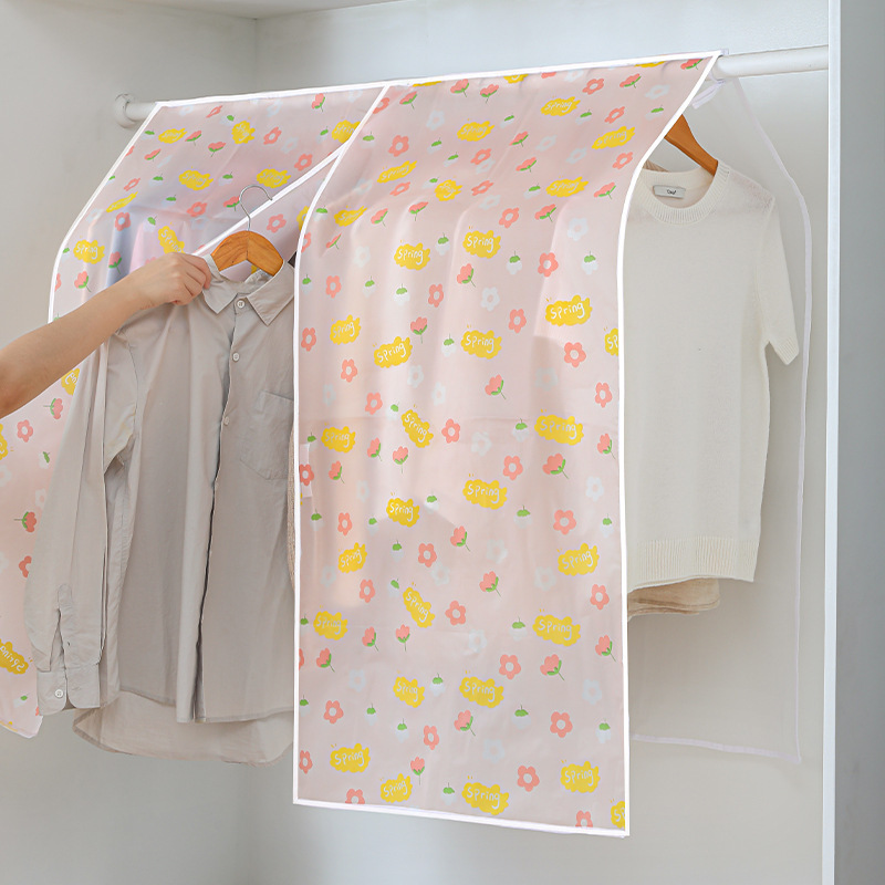 Large Capacity PEVA Garment Dust Cover Waterproof Breathable Hanging Suit Bag Closet Storage Protector For Coat Jacket Dress Clothes With Zipper White Lion Floral Print