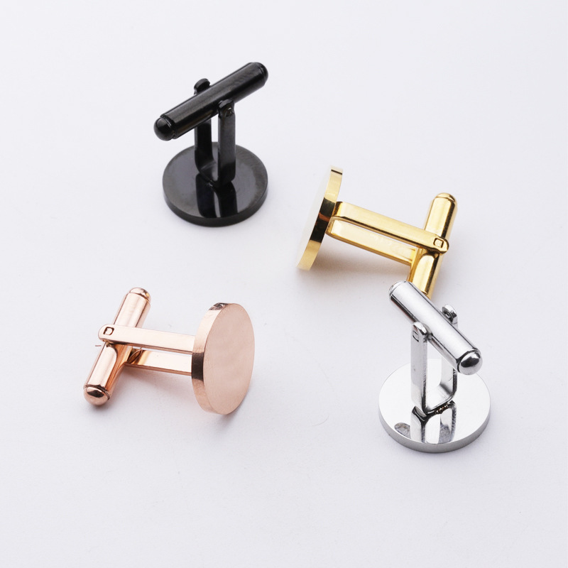 Minimalist Round and Square Men's Cufflinks Stainless Steel Mirror Polished Business Wedding Shirt Accessories Gold Silver Black Rose Gold Cuff Links