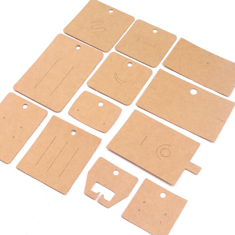 100PCS Blank Kraft Paper Jewelry Display Cards For Earrings Necklaces Bracelets Hair Clips Minimalist Jewelry Packaging Hanging Cards DIY Handmade Jewelry Tags For Sellers