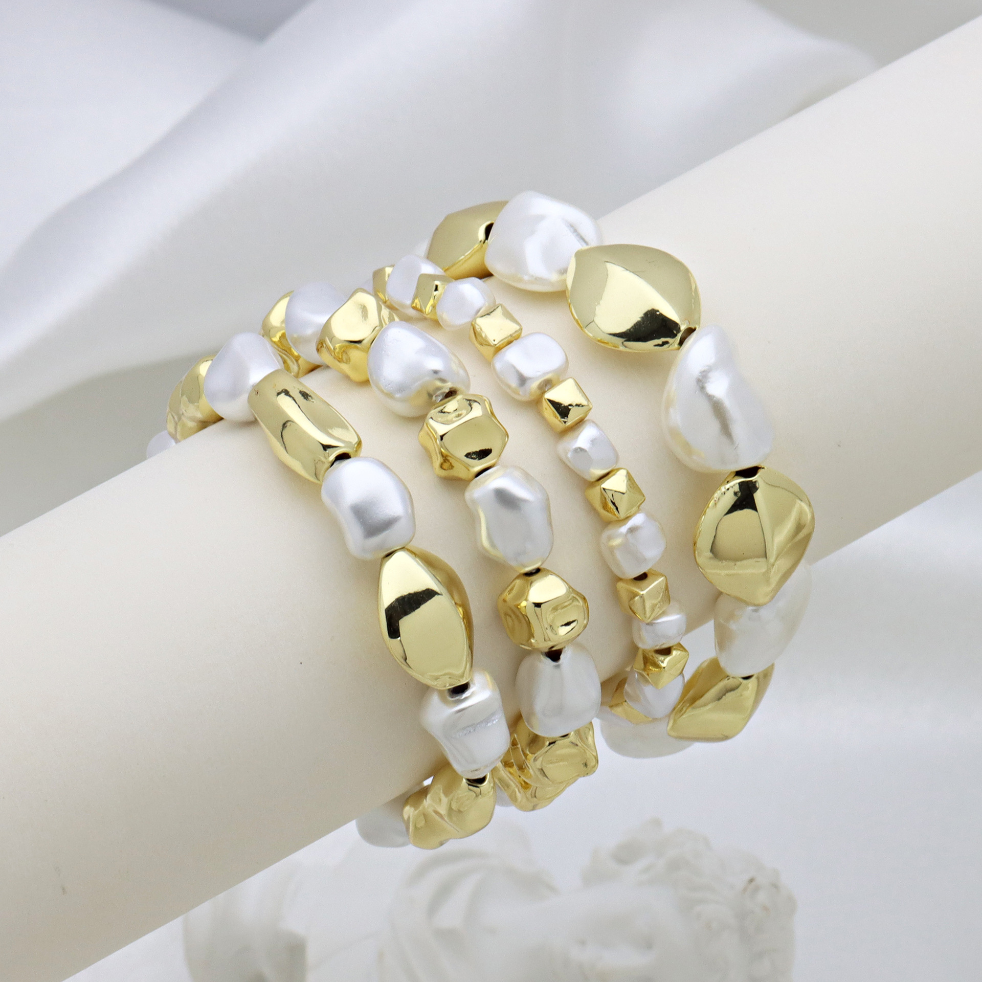 Baroque Pearl Beaded Bracelet Gold Plated Copper Irregular Beads Elegant Jewelry For Women