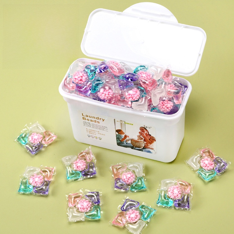 Multi-Chamber Laundry Detergent Pods Deep Cleaning Stain Removal Lasting Fragrance Fabric Softener Capsules Pods For Household Clothes Washing Concentrated Detergent Laundry Beads Water Soluble Film Scented Pods