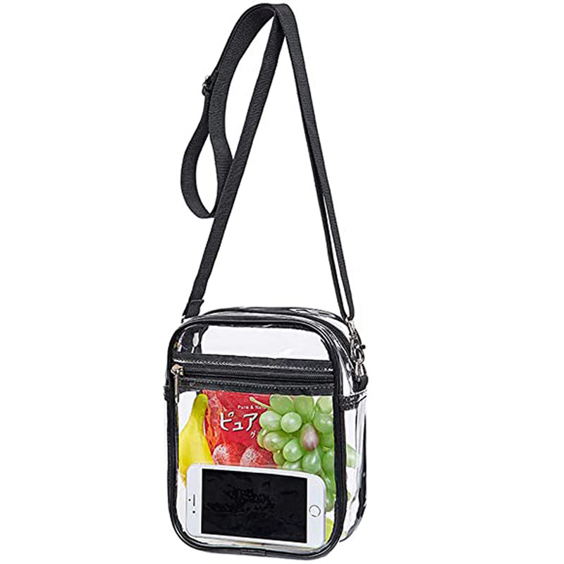 Clear PVC Crossbody Bag Stadium Approved Waterproof Transparent Messenger Purse With Adjustable Shoulder Strap For Concerts Sports Travel Women Men