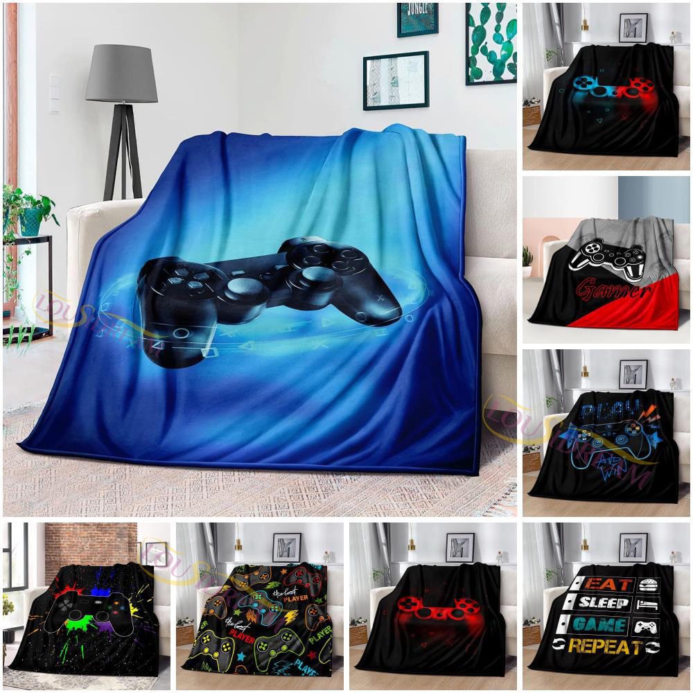 Video Game Controller Blanket Flannel Polyester 3D Digital Print Gamer Theme Soft Warm Throw Blanket For Sofa Bed Travel Office Nap Gift For Gamers Kids Teens Adults