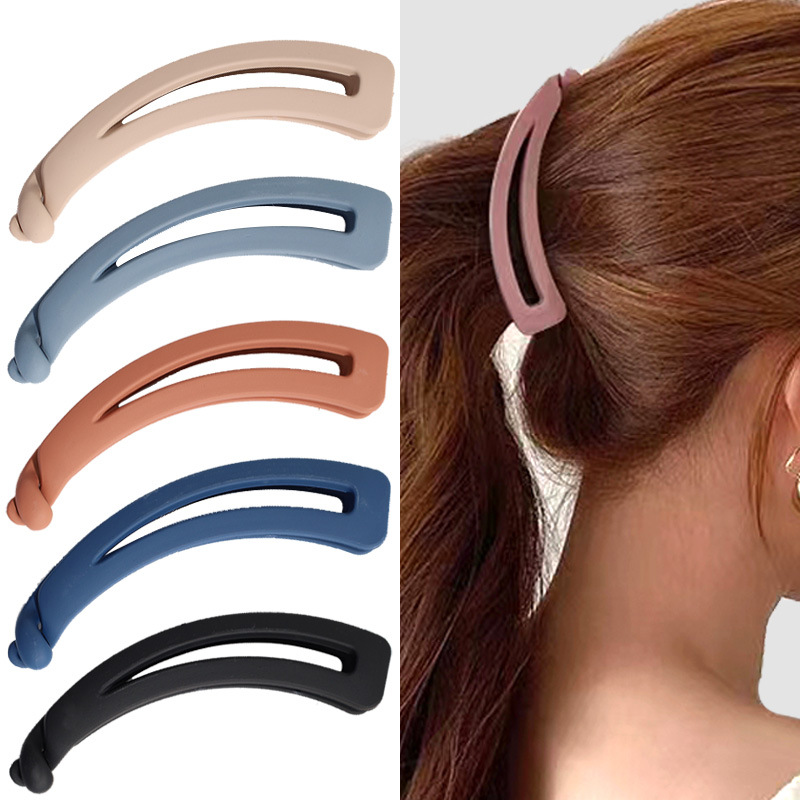 Large Matte Acrylic Banana Hair Clip Simple Solid Color Shark Claw Clip Non-Slip Ponytail Holder Hair Accessories For Women Daily Office Use