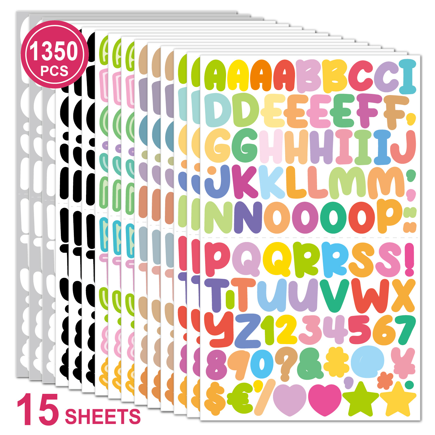 Cartoon Letter Number Stickers Set Waterproof Vinyl Alphabet Decals For DIY Journal Scrapbooking Cup Decoration Multicolor Adhesive Labels For Personalizing Items