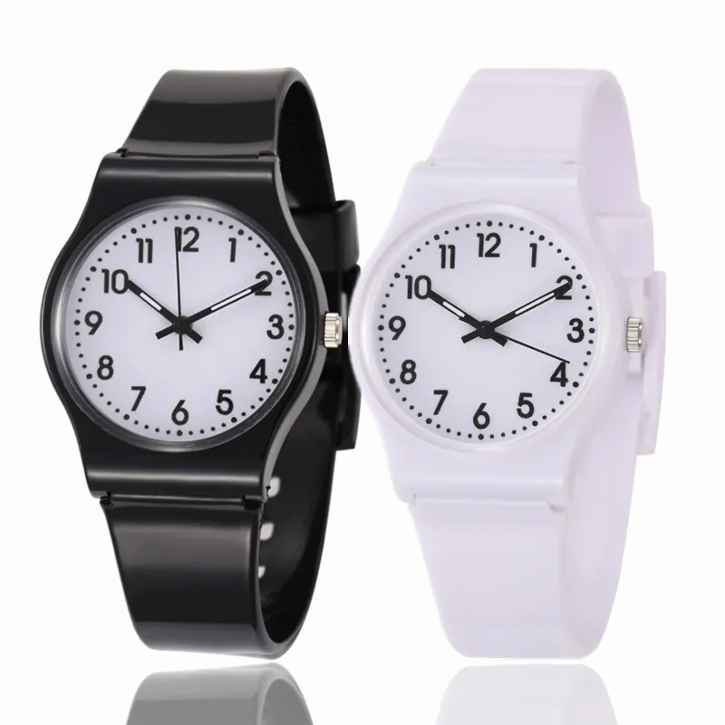 Minimalist Quartz Watch Silicone Strap Slim Analog Pointer Wristwatch For Kids Students Casual Lightweight