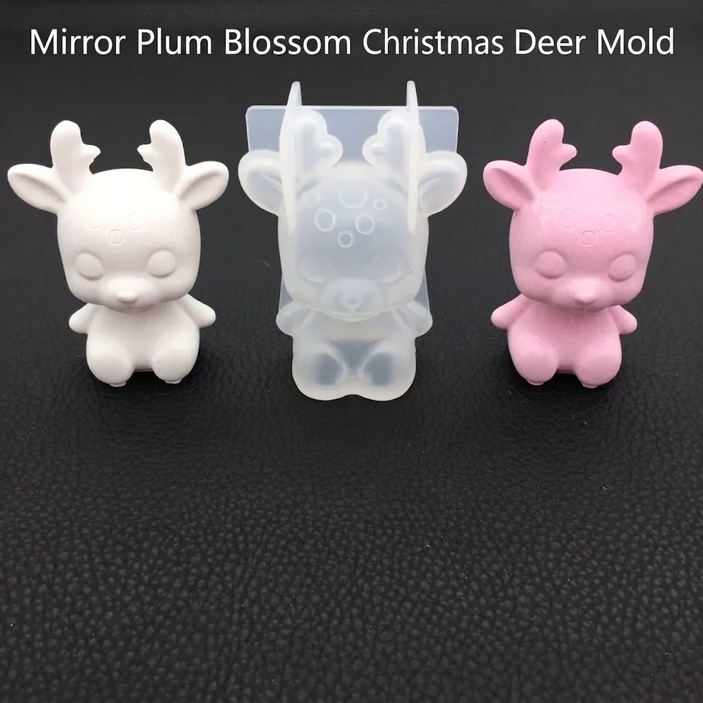 Moule En Silicone Renne 3D Surface Miroir DIY Artisanat Résine Bougie Aromathérapie Gypse Chocolat Outils Forme Cerf