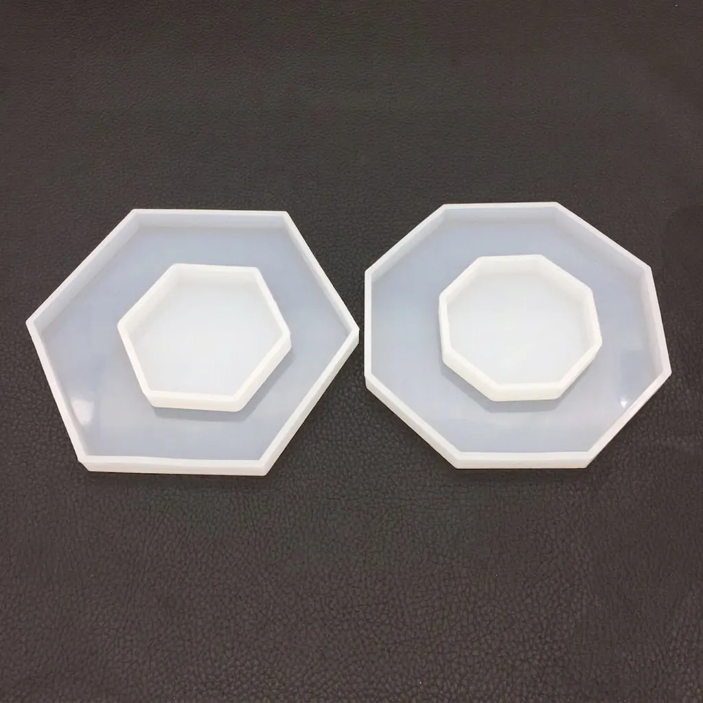 Hexagon Octagon Silicone Mold Mirror Surface DIY Resin Casting Plaster Ornament Coaster Jewelry Tray Crafting Tool