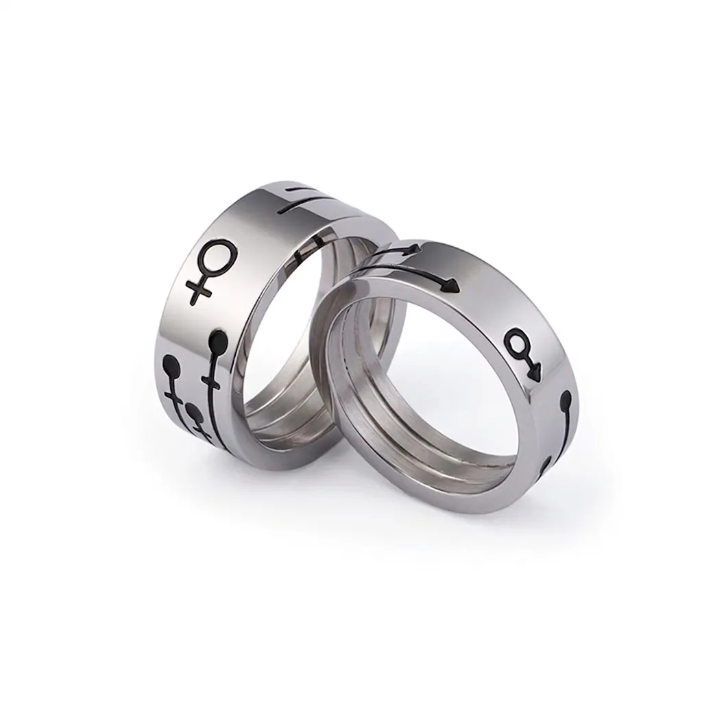 Bague En Acier Inoxydable Symboles De Genre Anneau Minimaliste Pour Couples Mars Vénus Bijoux Mode Cadeau Homme Femme