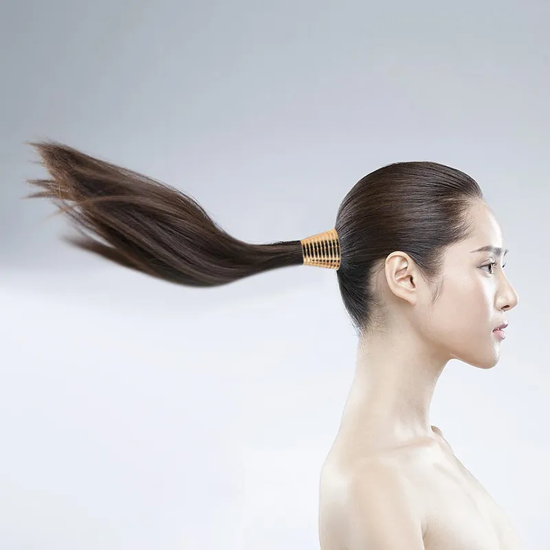Conical Ponytail Holder Hair Clip Ribbed Texture Metallic Electroplated Plastic Expandable Hair Accessory For Women