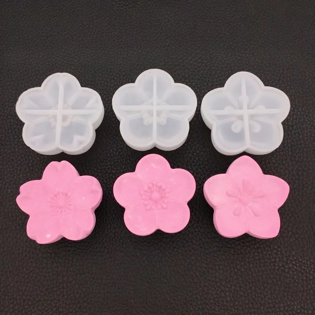 3D Cherry Blossom Shape Silicone Mold Mirror Surface DIY Resin Casting Aromatherapy Gypsum Candle Making Baking Decoration