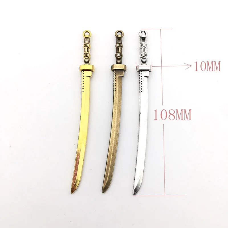 Ciondoli Spada In Lega Vintage Pendenti Spada Lunga Oro Argento Antico Per Creazione Gioielli Fai Da Te Cosplay Forma Katana