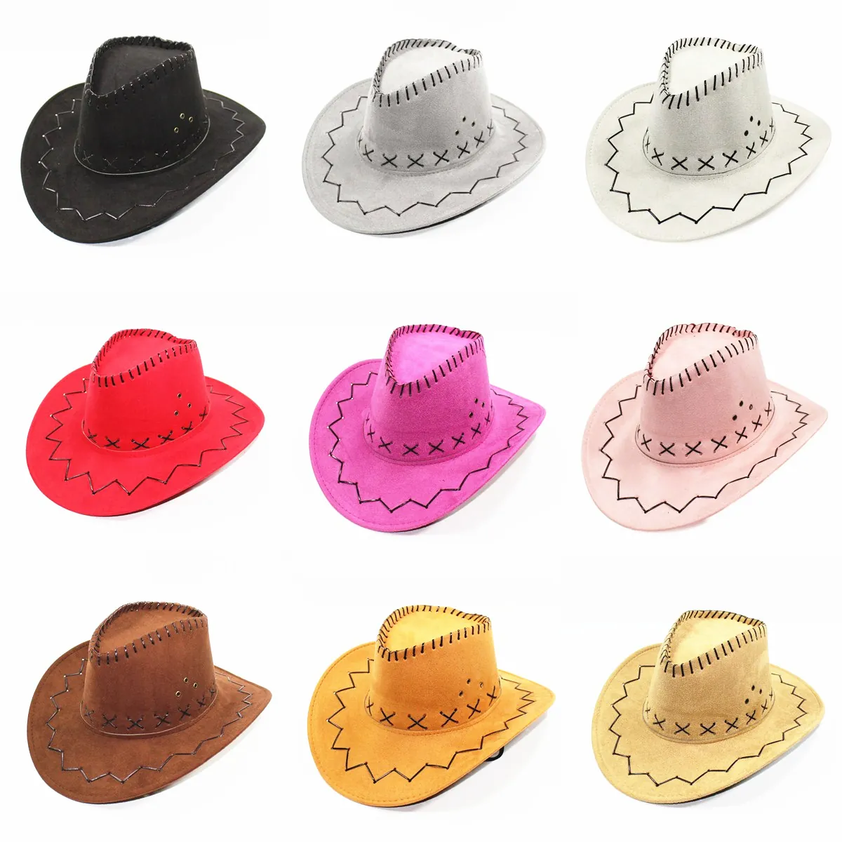Sombrero De Vaquero Occidental Ala Ancha Ante Fieltro Costura Manual Retro Exterior Viaje Protección Solar Para Hombres Mujeres Niños