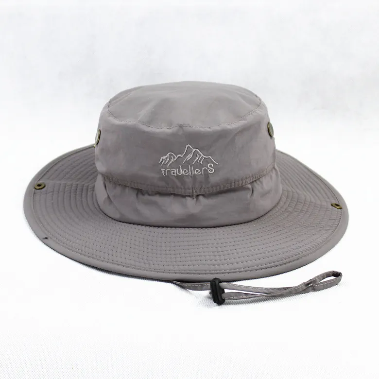Chapeau Boonie Extérieur À Bord Large Polyester Respirant Chapeau De Pêcheur Avec Corde À Vent Pour Randonnée Pêche