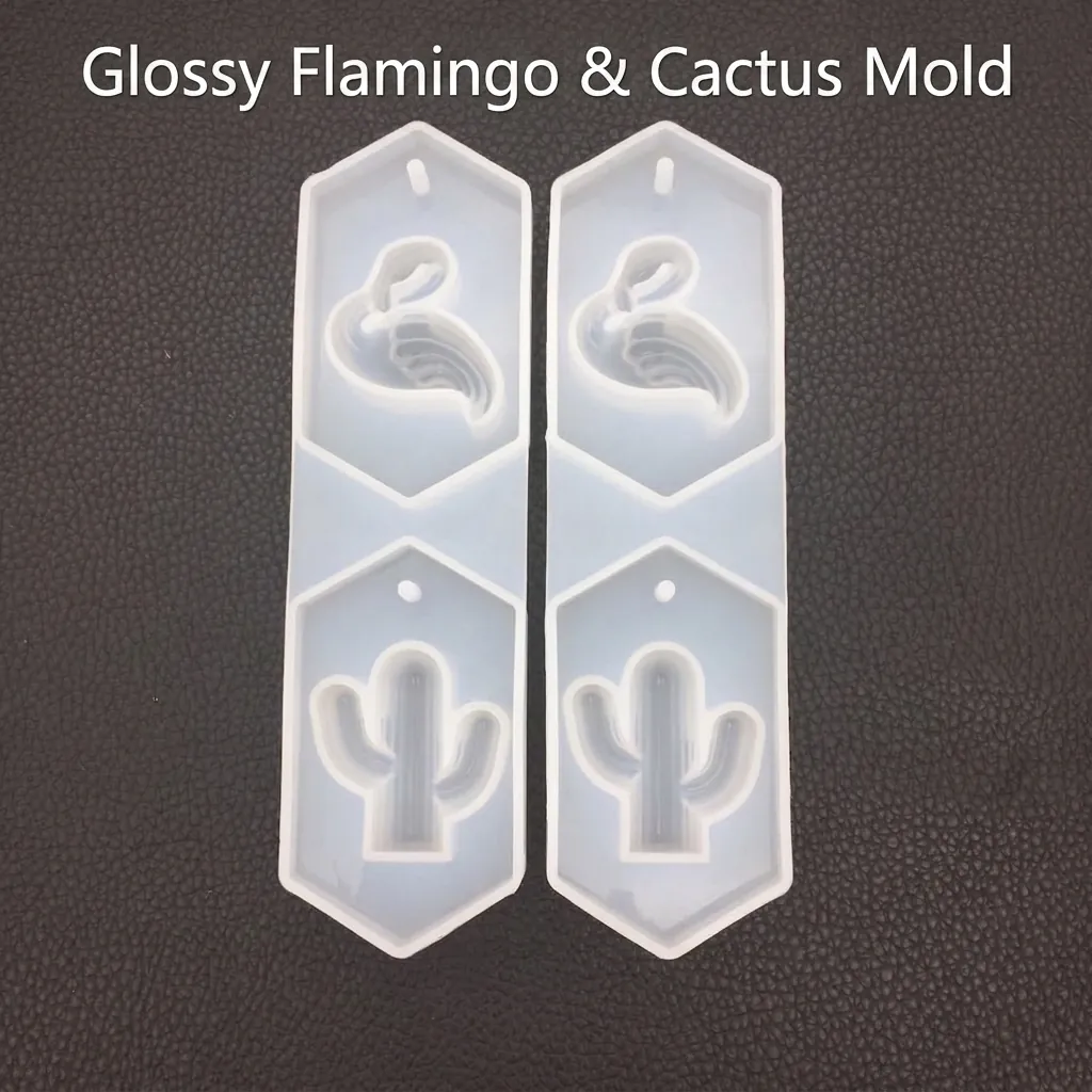 Diy Silicone Mold Flamingo Cactus Hexagon Mirror Surface For Resin Casting Jewelry Making Pendants
