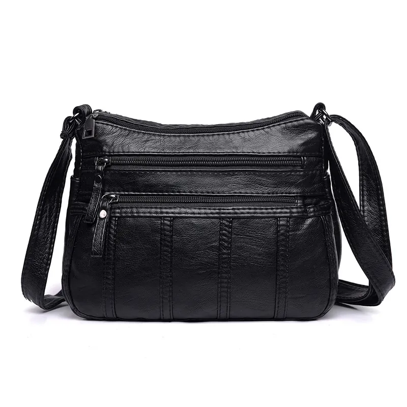 Women Crossbody Bag Soft PU Leather Multi Pocket Large Capacity Shoulder Bag Functional Messenger Bag For Daily Use