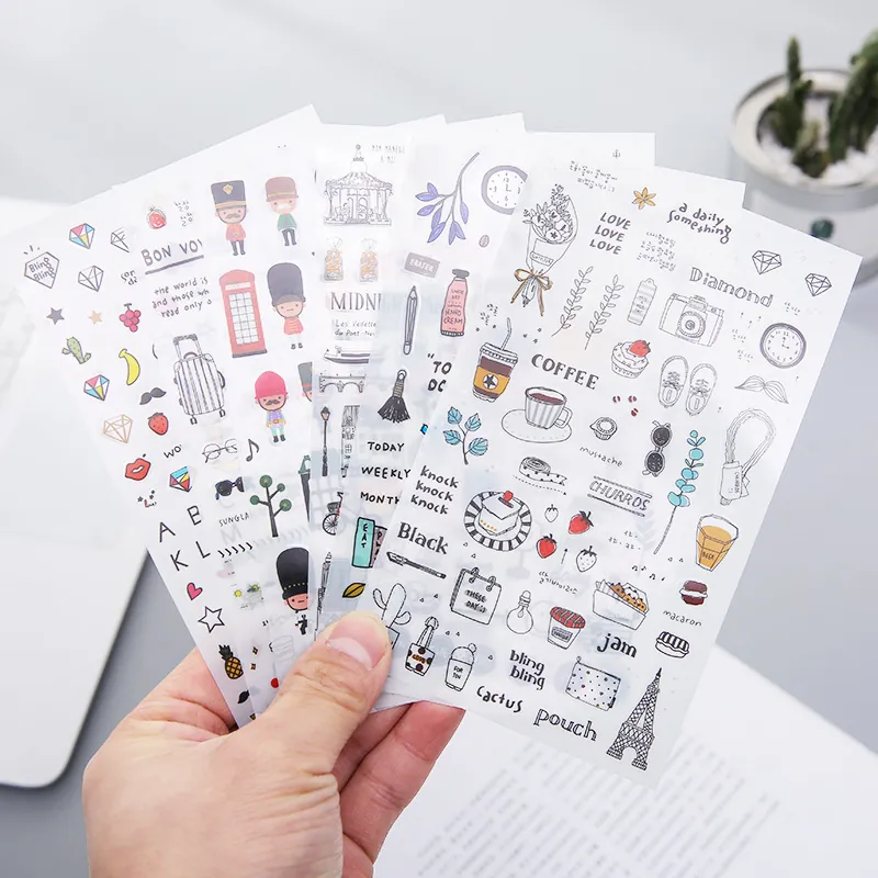 Watercolor Stickers DIY Journal Scrapbook Decals Cute Illustration Travel Lifestyle Theme Adhesive Decoration