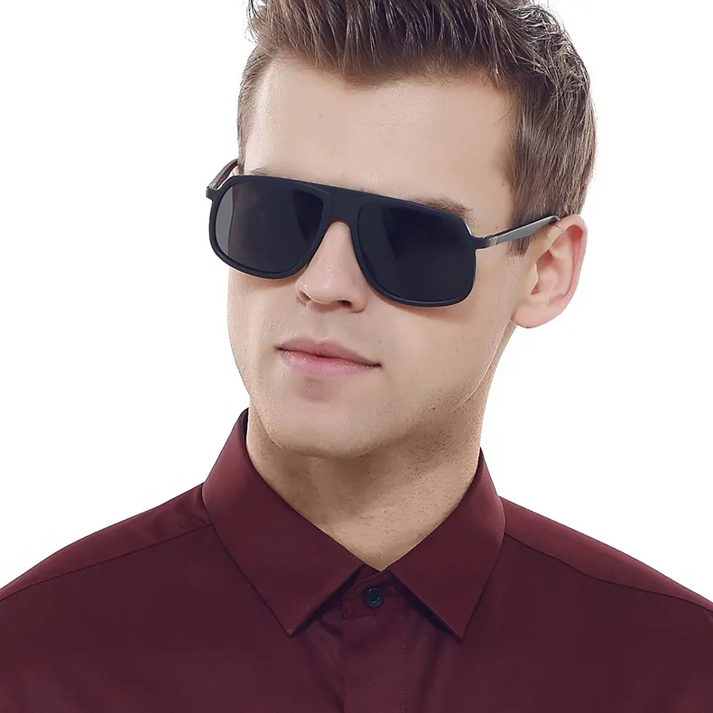 Men Polarized Sunglasses TR90 Square Frame UV400 Protection Driving Motorcycle Lightweight Fashion Eyewear