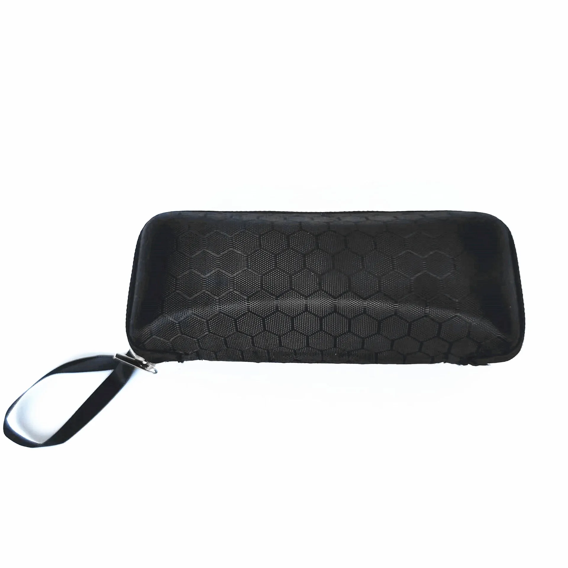 Portable EVA Hard Shell Sunglasses Case Honeycomb Texture Zippered Pressure Resistant Travel Eyeglasses Protector Black
