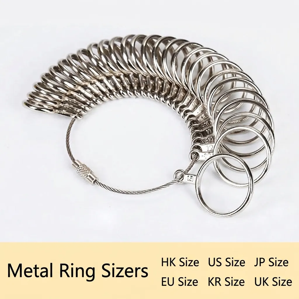 Ring Sizer Finger Measurement Gauge Professional Metal Jewelry Sizing Circles Multi Scale Jewelry Making Tools Silver Tone