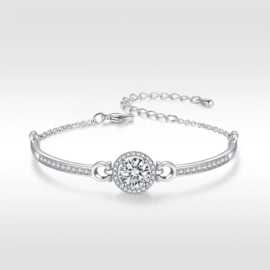 Elegant Copper Zirconia Bracelet For Women Round Halo Inlaid Sparkling Adjustable Chain Bracelet Fashion Jewelry Birthday Gift