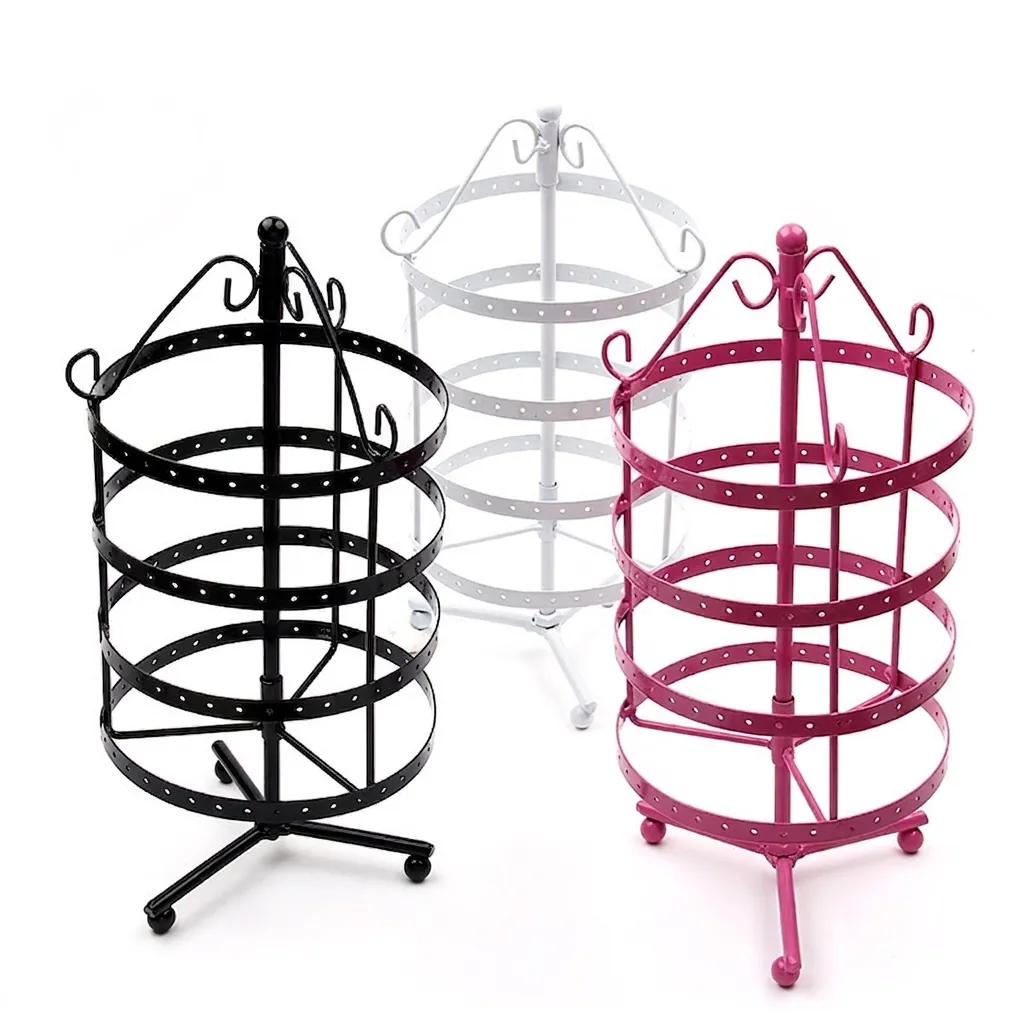 Rotating Earring Holder Metal Display Stand Desktop Multi Tier Iron Rack For Studs Hoops Dangle Jewelry Organizer