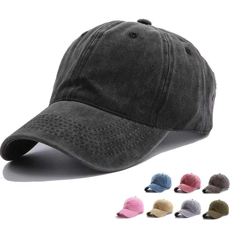 Gorra De Béisbol Unisex De Algodón Lavado Vintage Distressed Lisa Ajustable Visera Curva Sombrero De Sol Al Aire Libre