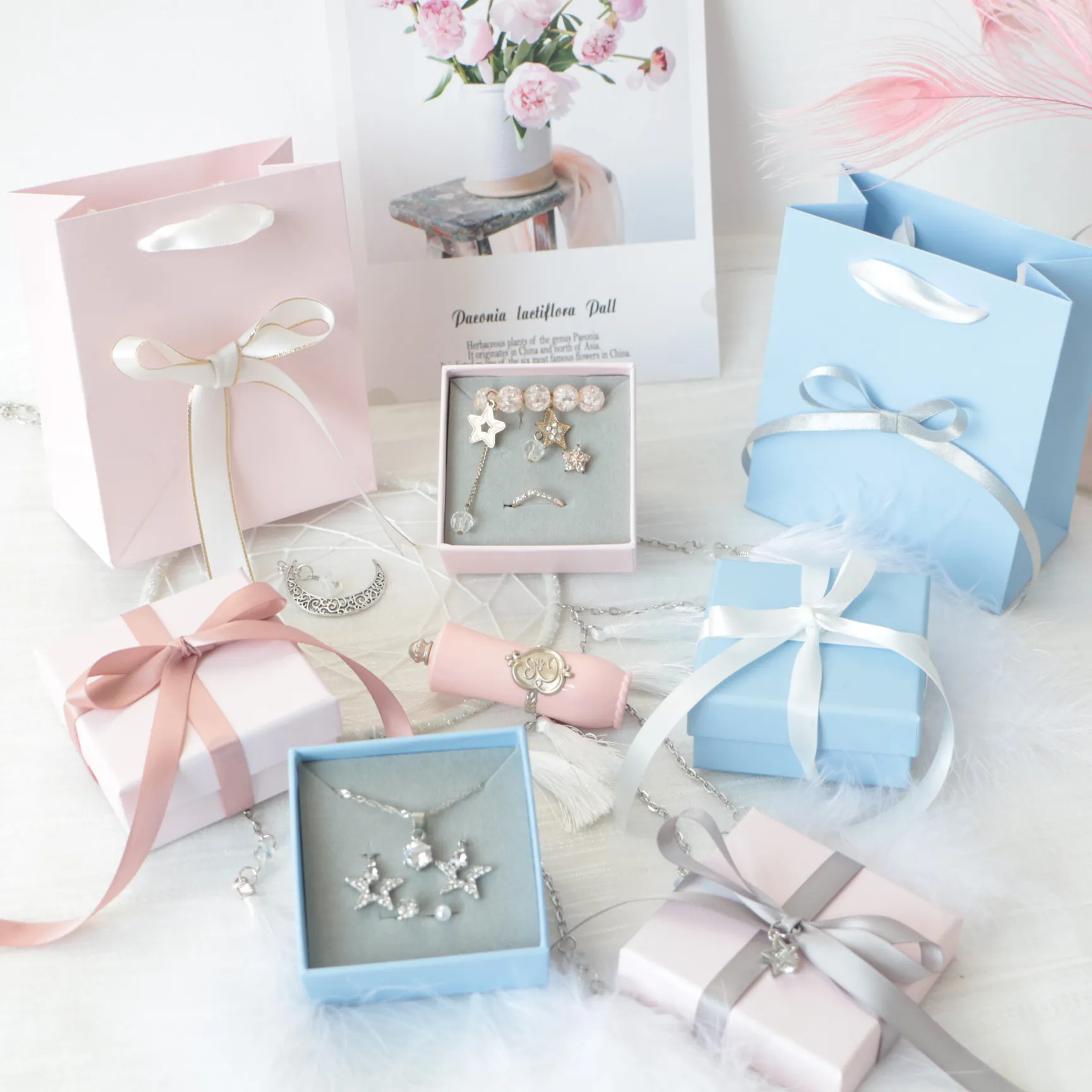 Modern Minimalist Square Paper Jewelry Gift Box And Handbag Combination Multi Color Storage Box For Necklace Earring Ring Jewelry Packaging
