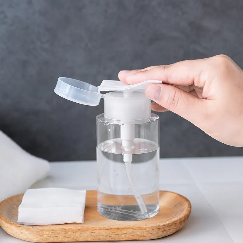 Transparent PETG Plastic Press Refillable Dispenser Portable Travel Liquid Storage For Makeup Remover Toner Wide Mouth