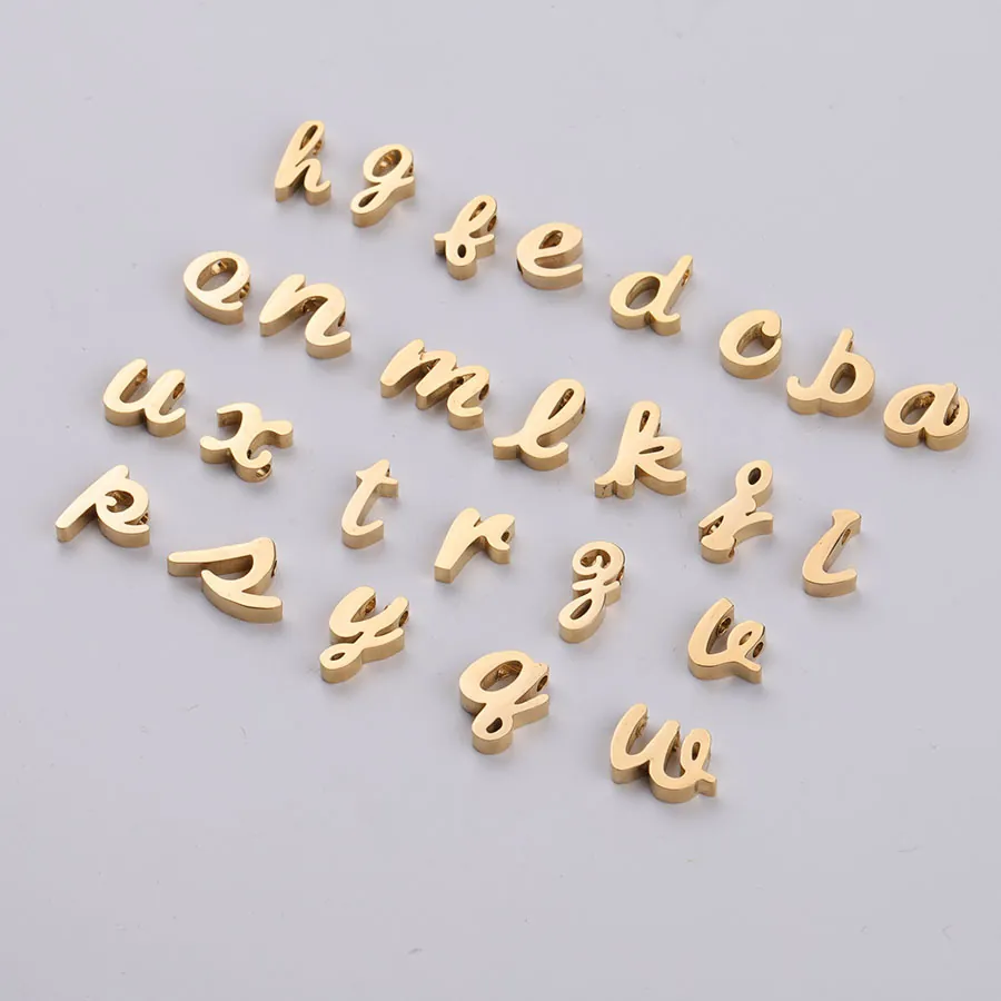 Lowercase Alphabet Letter Charms Mirror Polished Stainless Steel Beads For DIY Jewelry Making Handcrafted Accessories