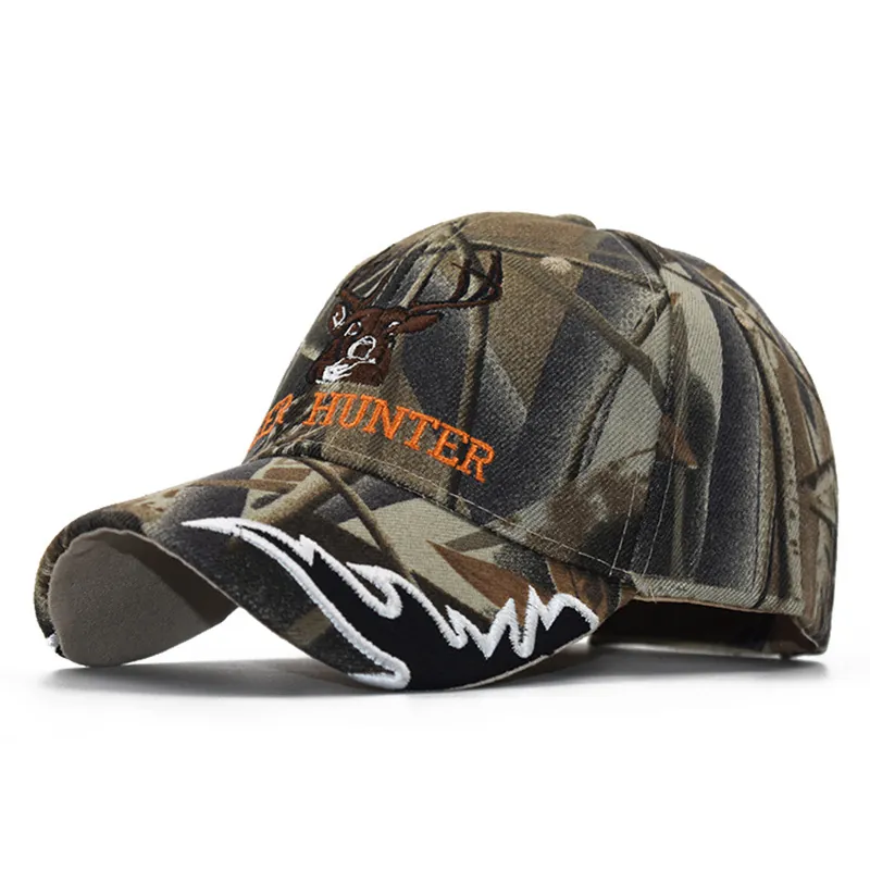 Camouflage Cotton Baseball Cap Deer Head Embroidery Hunting Outdoor Sun Hat Adjustable