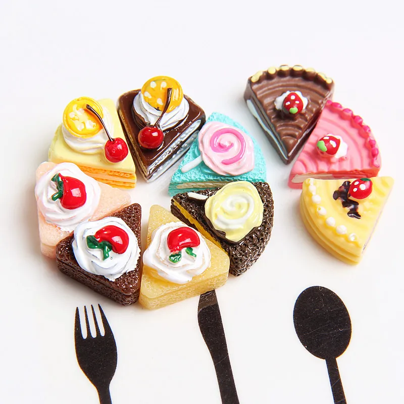 Miniature Simulation Cake Slices Resin Fruit Cream DIY Materials For Dollhouse Decor Phone Case Crafting Accessories Realistic
