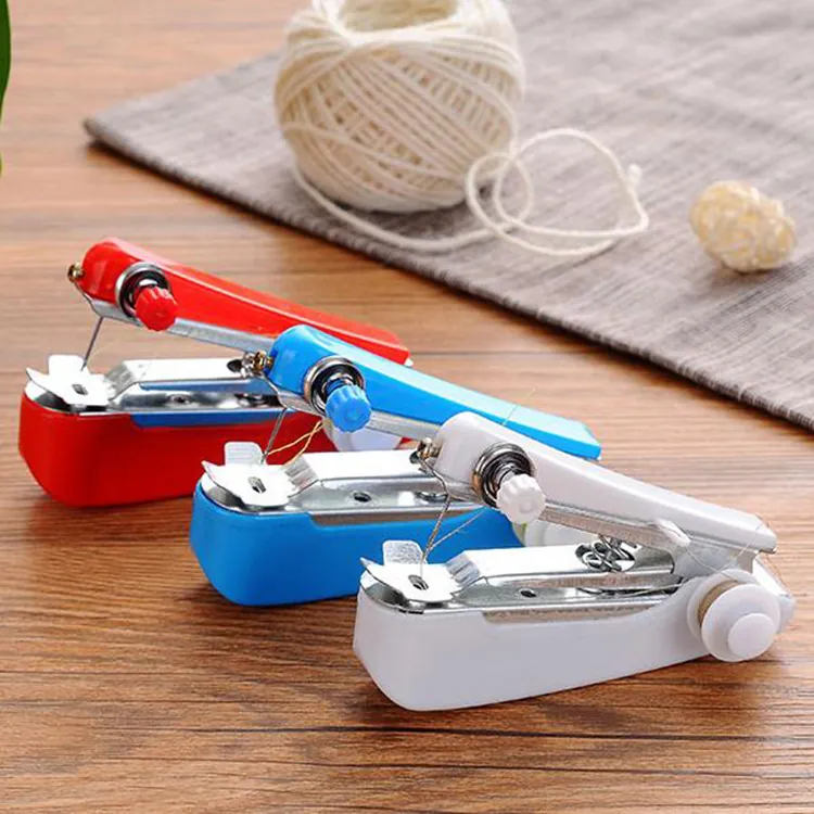 Draagbare Handbediende Mini Handmatige Naaimachine Plastic Metaal Huishoudelijk Naaihulpje Voor Stof Kleding DIY Reparatie Reis