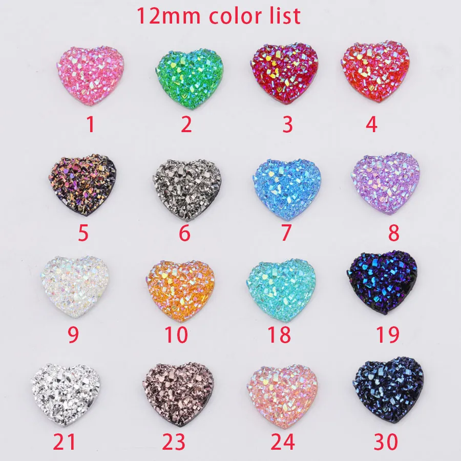 Cabochon In Resina A Forma Di Cuore Texture Druzy Luccicante Retro Piatto Accessori Per Creazione Di Gioielli Fai Da Te Forniture Per Artigianato