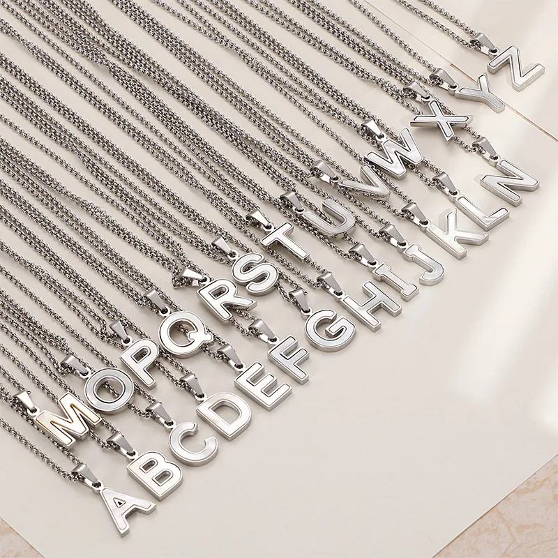 Collier Initiale En Acier Inoxydable 316L Avec Pendentif Lettre En Nacre Bijoux Minimalistes Pour Femmes