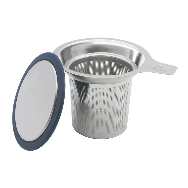 Tea Strainer 304 Stainless Steel Infuser Fine Mesh Filter With Silicone Lid And Handle Reusable Loose Leaf Tea Steeper