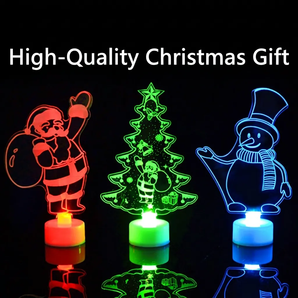 Christmas 3D Acrylic LED Night Light Color Changing Desktop Decorative Lamp Snowman Santa Claus Tree Novelty Gift
