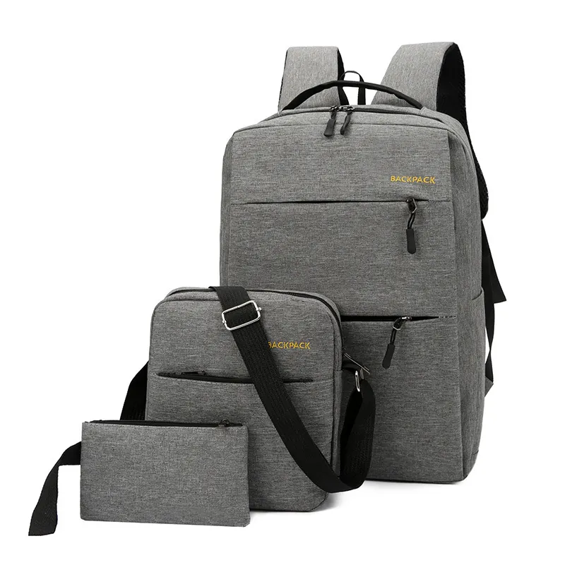 Oxford Waterproof Backpack Shoulder Bag Pouch Set With USB Charging Port Large Capacity Business Travel Men