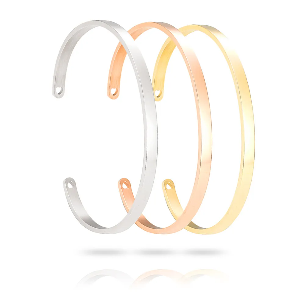 Brazalete Acero Inoxidable 304 Forma C Abierto Corazón Hueco Pulido Minimalista Joyería Para Mujer