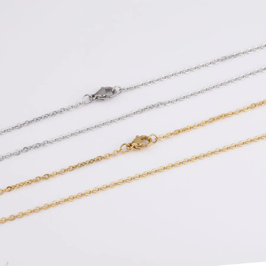 304 Stainless Steel Cable Link Chain Necklace With Lobster Clasp 18K Gold Plated DIY Jewelry Making Findings Basic Minimalist