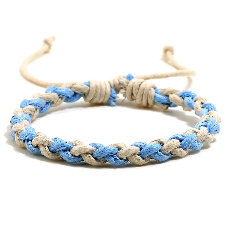 Handmade Woven Braided Rope Bracelet Wax Cord Colorful Ethnic Style Minimalist Adjustable Jewelry Men Women Couples