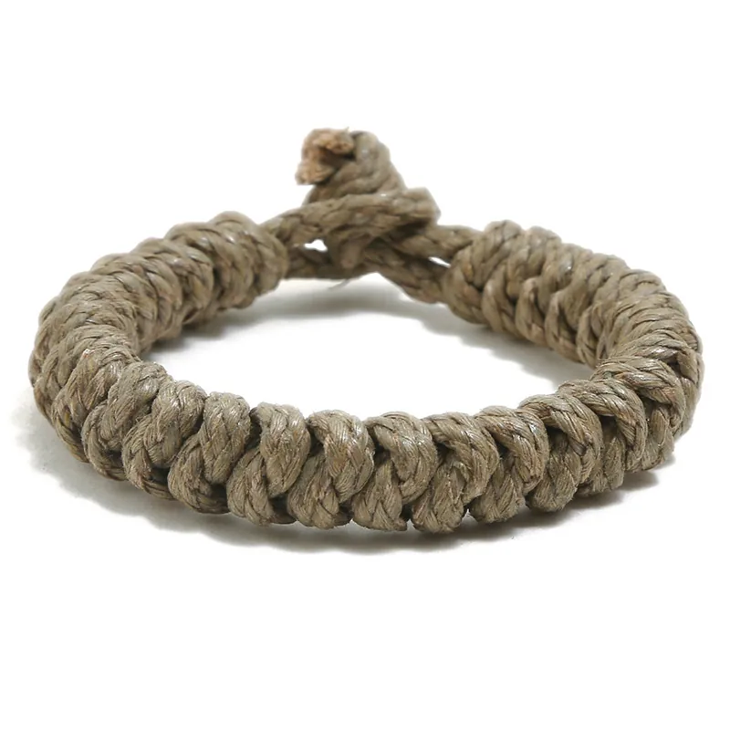 Bracelet en Cuir et Corde de Chanvre Tressé à la Main Vintage Punk Bohémien Unisexe Bijoux de Mode Cadeau