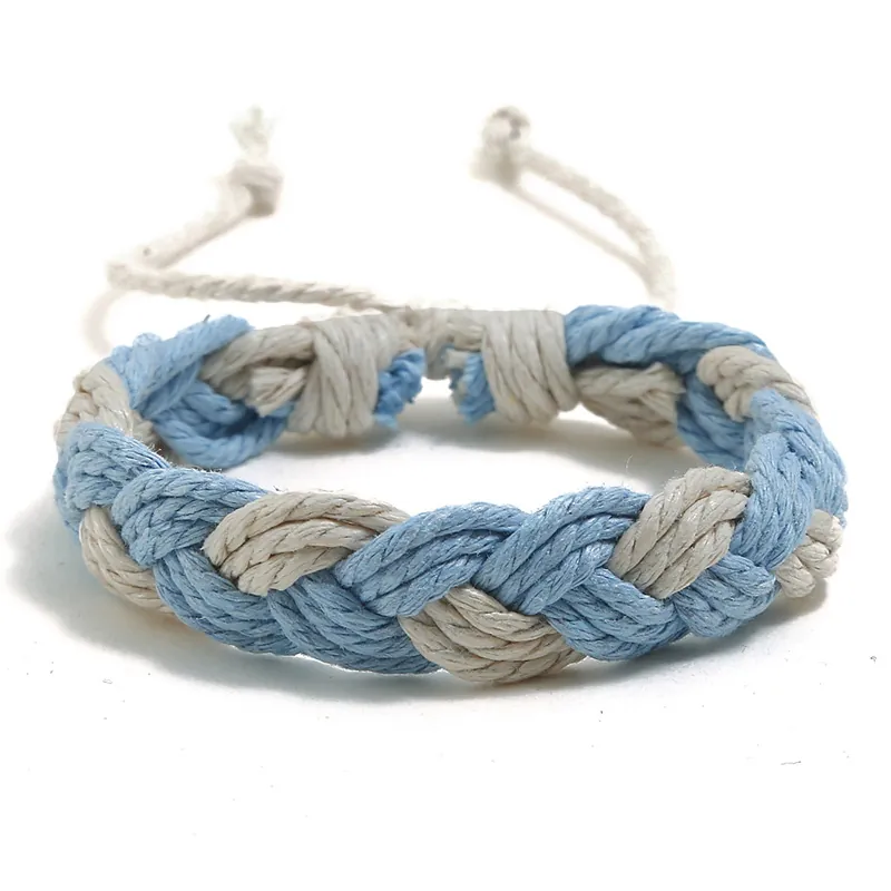 Handmade Woven Hemp Rope Bracelet Adjustable Wax Cord Ethnic Bohemian Style Jewelry For Men Women Students