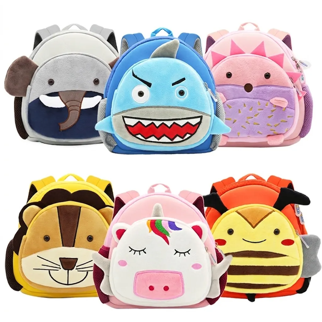 Kids Animal Backpack Cartoon Neoprene Plush Anti Lost Leash Toddler School Bag Lightweight For Preschool Boys Girls