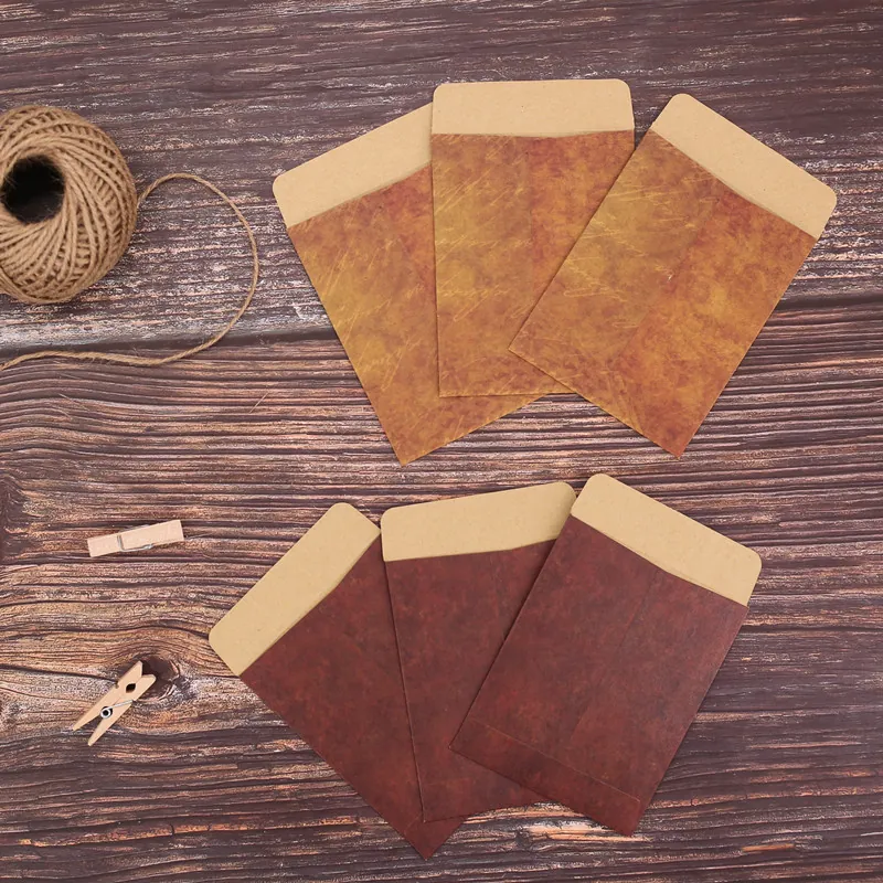 Vintage Mini Kraft Paper Envelopes Decorative Script Thickened Postcard Storage Gift Packaging DIY Craft Retro Brown